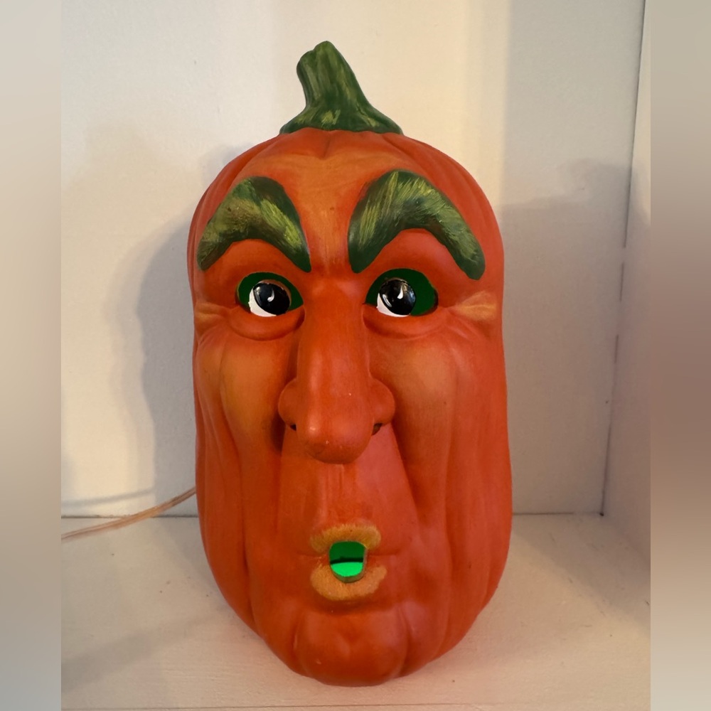 Vintage 1989 Scioto Ceramic Mold Halloween Pumpkin Jack O Lantern Lights 13”